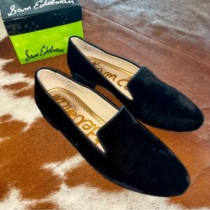 Sam Edelman Jordy Black Velvet Loafers Flats Size 7 M Smoking Slipper